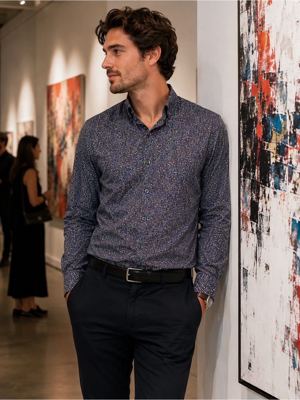 Paul Smith Multicolor Micro Print Button Down Shirt | Designer Cotton Shirt
